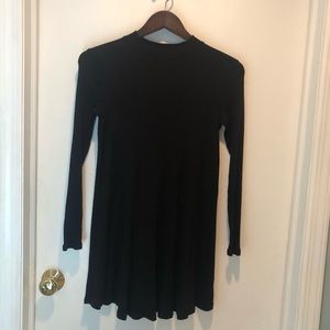 Black Ribbed Shift Sweater Dress